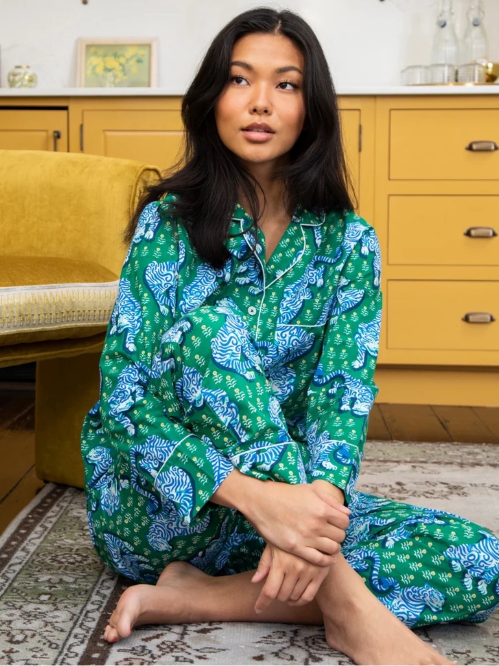 Jade Tiger Queen Pajama Set by Printfresh